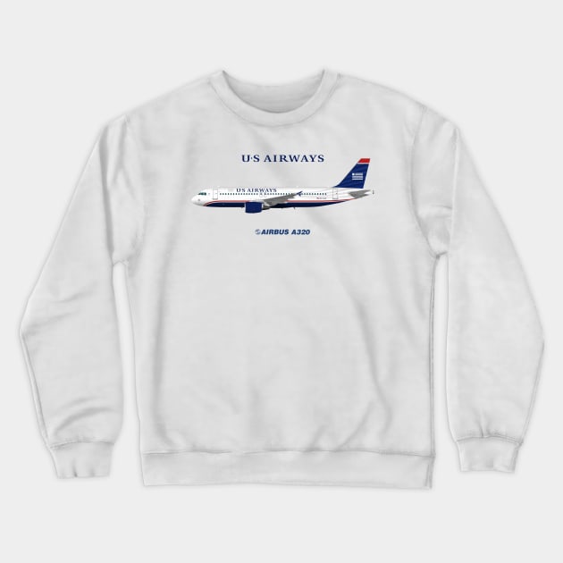 Illustration of US Airways Airbus A320 Crewneck Sweatshirt by SteveHClark